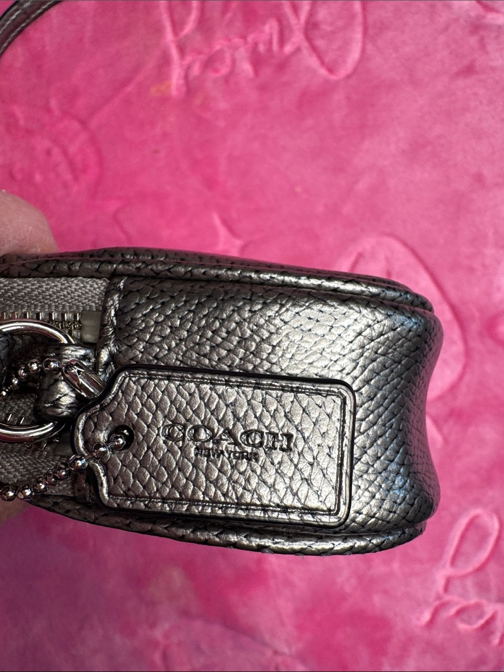 Coach Silver Metallic Saffiano Double Zip Mini Crossbody (Metallic Gray) - Picture 12 of 13